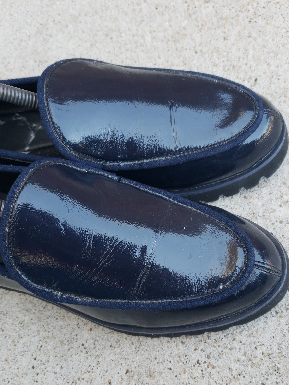 Donald Pliner Eclipse Dark Blue Patent Leather Loafers Shoes Size 6 Old Money - Picture 9 of 16